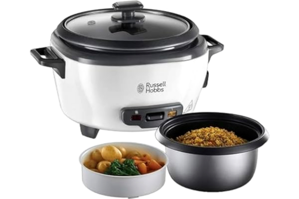 Russell Hobbs  riskokare, kokar upp till 6 portioner ris upp till 200 gram per portion, varmhållningsfunktion, non-stick beläggning, ångkorg, mätkopp och sked ingår, 27030-56