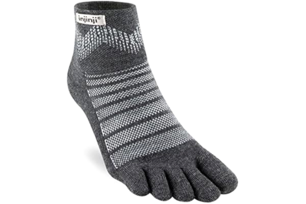 Injinji  unisex utomhus medelvikt mini crew ull strumpor, Gråsvart, Medium