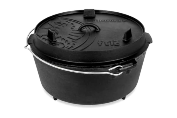 Petromax  Gryta 12 – holländsk ugn med stativ för alla typer av spisar, gasgrill, ugn, gasspis och öppen eld – klar att användas omedelbart utan att bränna – kastrull med lock – 10,8 liter