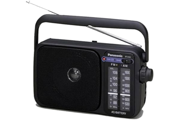Panasonic  RF-2400DEG-K Bärbar radio med handtag, nät- eller batteridrift, svart