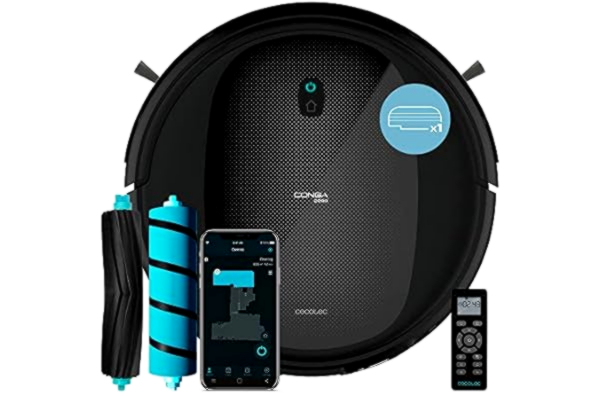 Cecotec  Aspirateur Robot Conga 2290 Ultra T. 2100 Pa, Technologie 4-en-1, App Control, Virtual Map, 3 Modes de Nettoyage, Brosse pour Animaux, Alexa & Google Assistant Noir
