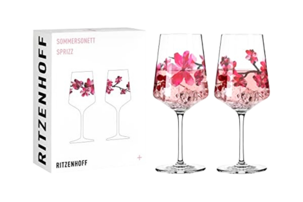 Ritzenhoff RITZENHOFF 3461006 aperitif-glas sprizz set om 2 500 ml – serie sommarsonett nr 11 + 12 – med asiatiska motiv röd – Made in Germany