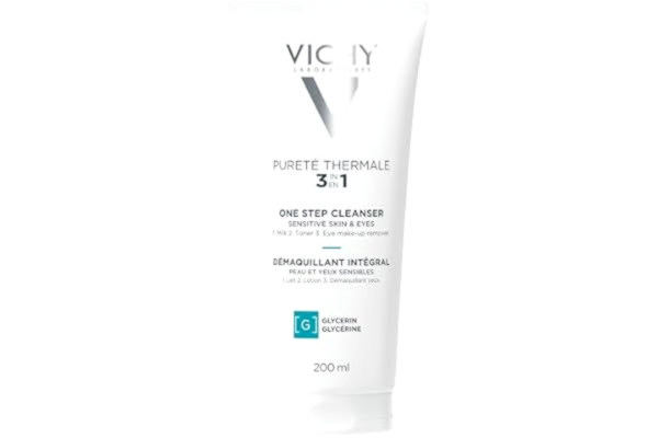 Vichy  Pureté Termisk 3-i-1 ansiktsrengöring utan vatten, rengöringsmjölk, ansiktsvatten och ögonmakeup-borttagare i ett, fuktgivande och rengörande, 200 ml