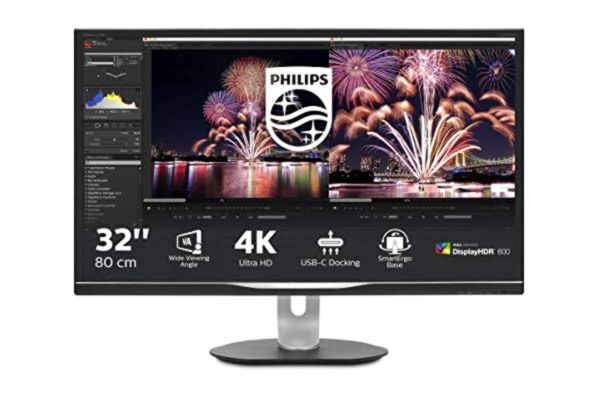 Philips  328P6VUBREB monitor dokujący UHD USB-C 32", z regulacją wysokości (3840 x 1440, 60 Hz, HDMI 2.0, DisplayPort, USB-C, RJ45, koncentrator USB), czarny