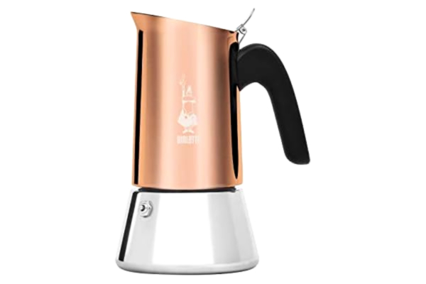 Bialetti  New Venus kaffebryggare 4 koppar, anti-brand-handtag, inte lämplig för induktion, 4 koppar (170 ml), rostfritt stål, brons
