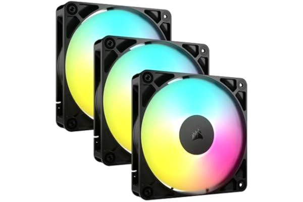 Corsair CORSAIR RS120 ARGB 120 mm PWM-Fläktar – Daisy-Chain-Anslutning – Lågbrusig – Magnetisk Kupollager – Trippelförpackning – Svart