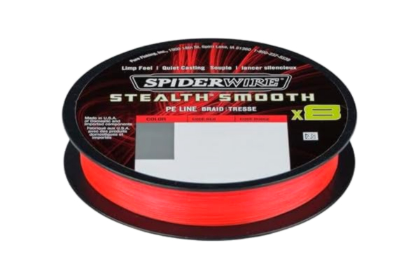 Spiderwire  Stealth Smooth 8 New 2020, 8-vägs flätat snöre med mikrobeläggning, 150 m, 0,05 mm – 0,39 mm, 5,4 kg – 46,3 kg, röd (150, 0,23 mm – 23,6 kg)