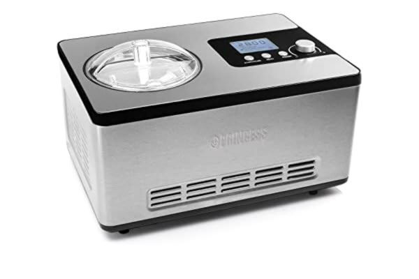 Princess  Professionell Glassmaskin I Rostfritt Stål, Med 3 Effektnivåer Och Inbyggd Kylkompressor, 2 L Kapacitet, Glass, Frozen Yoghurt, Sorbets Och Granita, 282604