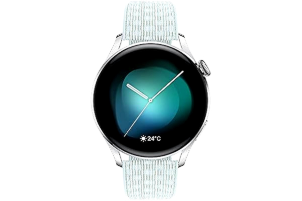 Huawei HUAWEI WATCH 3, verbonden GPS-smartwatch met Sp02 en de hele dag gezondheidsmonitoring, 14 dagen batterijduur - grijs blauw nylon riem [exclusief voor Amazon]