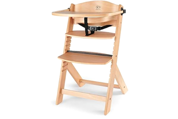 KinderKraft Kinderkraft Wooden Highchair 3 in 1 ENOCK, Multifunctional Baby Chair, Ajustable Heigh and Footrest, Safety Harness, with Detachable Tray, for Children up to 10 Years, Natural