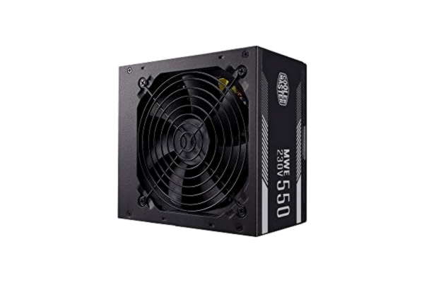 Cooler Master  MWE 550 White 230V V2 nätaggregat, EU kontakt - 80 PLUS 230V EU-certifierad, tyst 120 HDB-fläkt, DC-till-DC + LLC-krets med en enkel +12V-lina - 3 års garanti