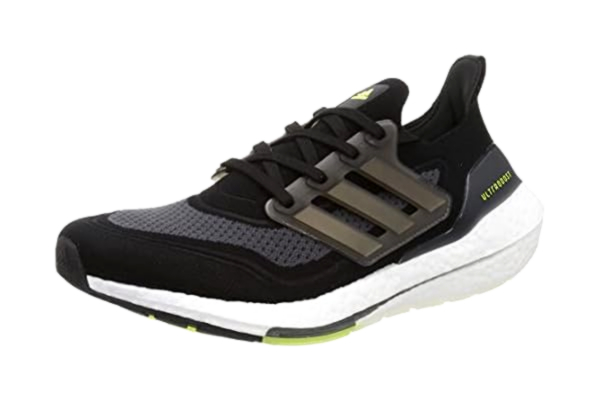 Adidas adidas Ultraboost 21, Chaussures de Course Homme, Core Black Silver Met Solar Yellow, 44 2/3 EU