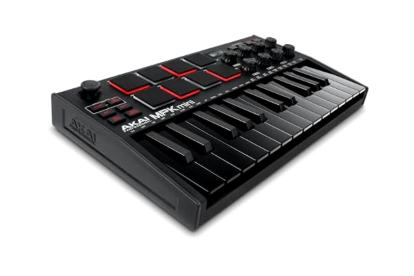 Akai Professional  MPK Mini MK3 - USB MIDI Keyboard Controller med 25 tangenter, 8 trumpads, 8 rattar, software för musikproduktion, Native Instruments ljudpaket (NKS Integration), Svart