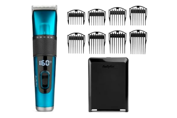 BaByliss  Japanese Steel Hårklippare - Litiumbatteri, 160-Minuters Drift, 3-Timmar Fulladdning, Inkluderar Hårt Förvaringsfodral, Svart, E990E