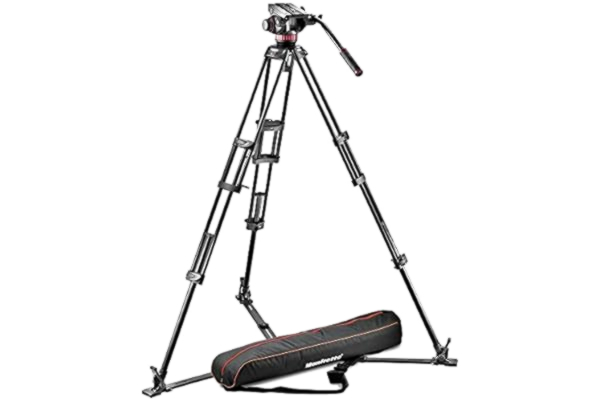 Manfrotto  Pro Video Aluminium statiefkit (546 GB verstelbare grondspin, soepele video-opname, 75 mm halve schaal) zwart