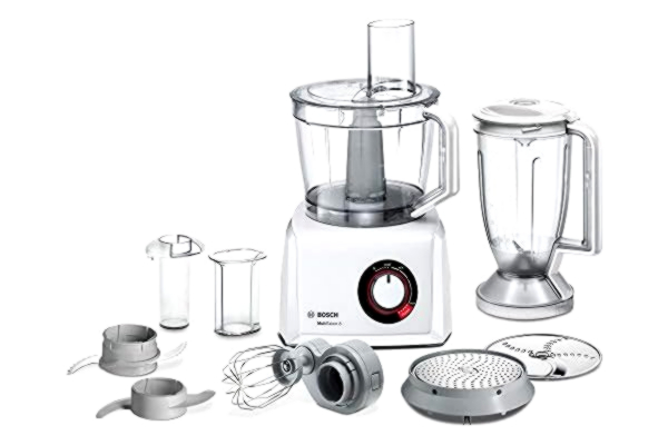 Bosch  MultiTalent 8 MC812W501 kompaktowy robot kuchenny, miska do mieszania XXL, 3,9 l, mikser 1,5 l, nóż uniwersalny, tarcza do tarcia, tarcza dwustronna do placków ziemniaków, 1000 W, biały