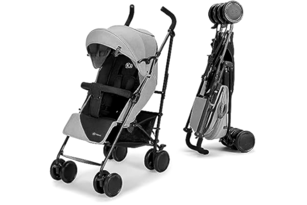 KinderKraft Kinderkraft Lätt barnvagn SIESTA, Paraplyvagn, Sittvagn, Kompakt hopfällning, Lätt att transportera, Praktisk korg, till 22 kg, Grå