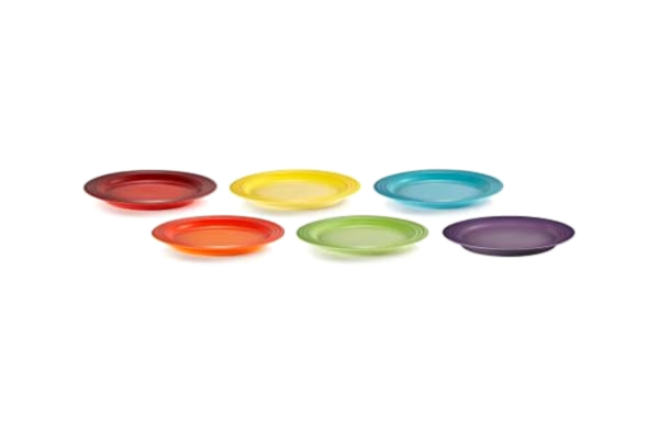 Le Creuset  sats i stengods om 6 assietter, 22 ml, Regnbågsuppsättning
