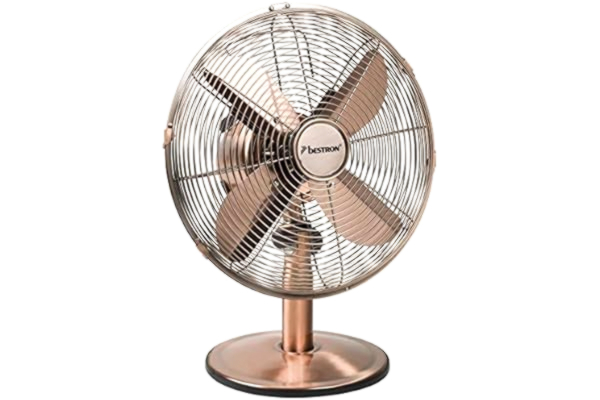 Bestron  Mobilny wentylator stołowy z funkcją obrotu w stylu retro, wysokość: 43 cm, Ø 35 cm, 35 W, miedziany