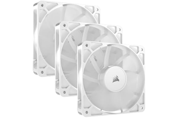Corsair CORSAIR RS120 120 mm PWM-Fläktar – Daisy-Chain-Anslutning – Lågbrusig – Magnetisk Kupollager – Trippelförpackning – Vit