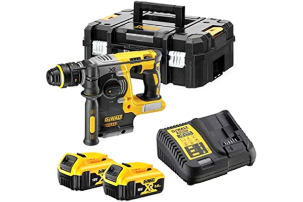 Dewalt DEWALT DCH274P2T-QW 18V XR Kolborstfri Borrhammare SDS-PLUS med QCC - 2 X 5.0Ah Batterier, Svart, Gul