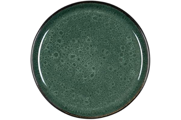 Bitz BITZ tallrik, tårttallrik, desserttallrik i stengods, 21 cm i diameter, svart/grön