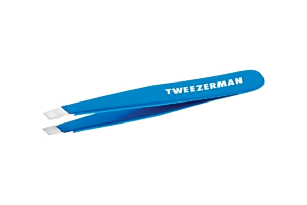 Tweezerman TWEEZERMAN Mini pincett (snedställda spetsar, plockning av ögonbryn, professionell kvalitet, rostfritt stål), Bahama Blue