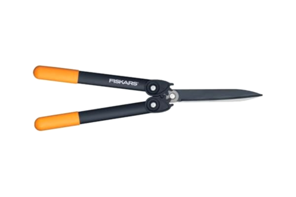 Fiskars  PowerGear häcksax med utväxling, Non-stick beläggning, Blad av rostfritt stål, Längd: 57 cm, Svart/Orange, HS72, 1000596
