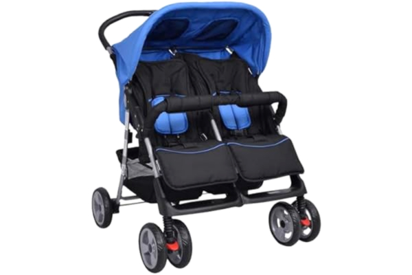 vidaXL  Tvillingvagn stål blå och svart