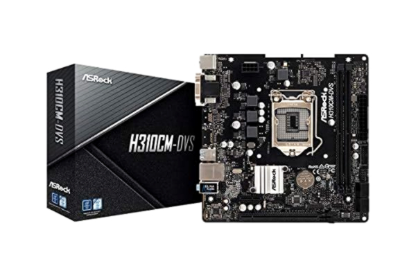ASRock  H310CM-DVS 90-MXB8K0-A0UAYZ mATX-moderkort för Intel-processorer, Svart