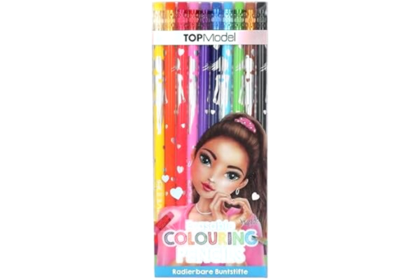 Top Model Depesche 12219 TOPModel – raderbara färgpennor, 10 pennor i 10 ljusa färger med suddgummi, perfekt för målning och skola