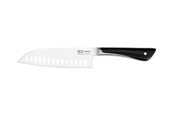 Tefal  Jamie Oliver K26715 Santokukniv 16,5 cm | hög skärprestanda | distinkt design | resistenta och hållbara blad | rostfritt stål/svart