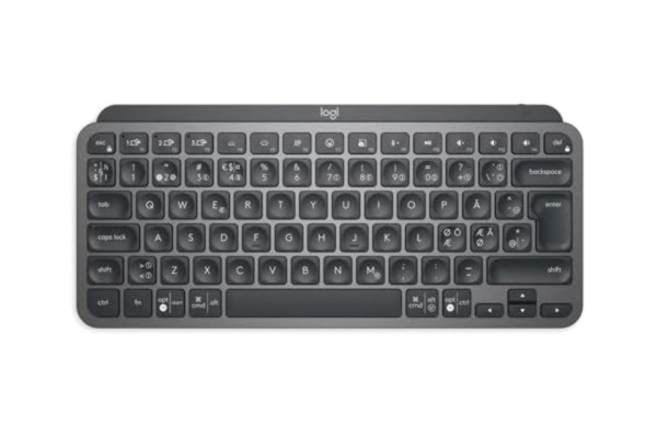 Logitech  MX Keys Mini Minimalistiskt Trådlöst Belyst Tangentbord, Kompakt, Bluetooth, Bakgrundsbelyst, USB-C, Kompatibel med Apple macOS, iOS, Windows, Linux, Android, PAN QWERTY - Mörkgrå