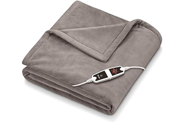 Beurer  HD 150 XXL elektrische deken, elektrische verwarmingsdeken met automatische uitschakeling, 200 x 150 cm, 6 temperatuurstanden, machine wasbaar, knuffeldeken, taupe
