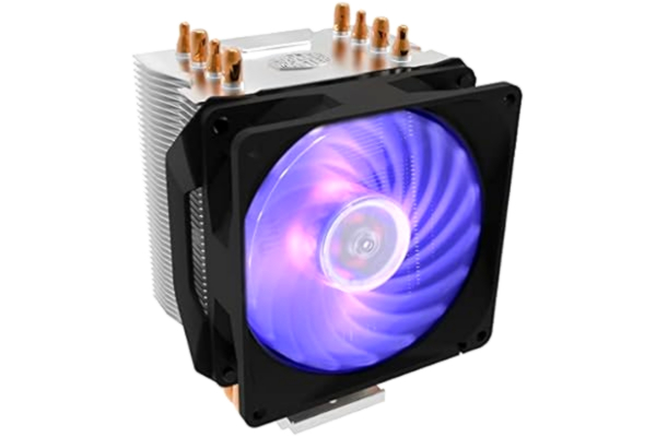 Cooler Master  Hyper H410R RGB CPU luftkylare - lågprofil kylsystem, Direct Contact-teknologi, 4 kopparvärmeledningar, kompakt kylfläns i aluminium med 92 mm RGB PWM-fläkt - AMD & Intel kompatibel