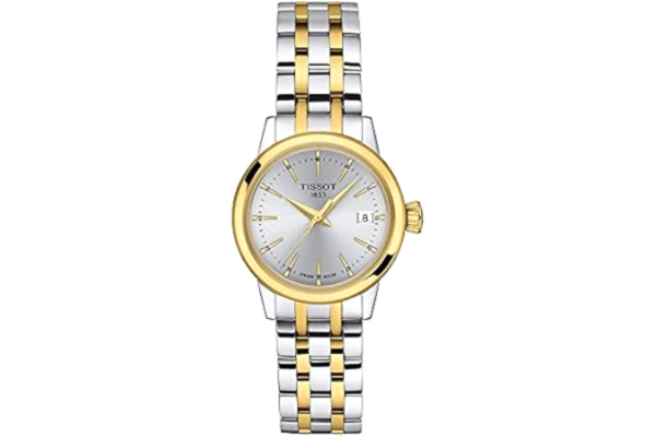Tissot  Dam Classic Dream Lady 316L rostfritt stål fodral med gult guld PVD-beläggning kvartsur, gul/grå, rostfritt stål, 14 (T1292102203100)