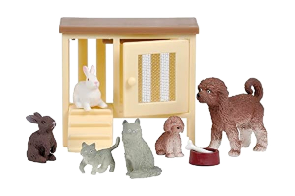 Lundby LUNDBY Dockhus Tillbehör Husdjur Set Leksaker Djur till Dockskåp Möbler för 11 cm Dockor – 9 delar, Ålder 4+ Skala 1:18