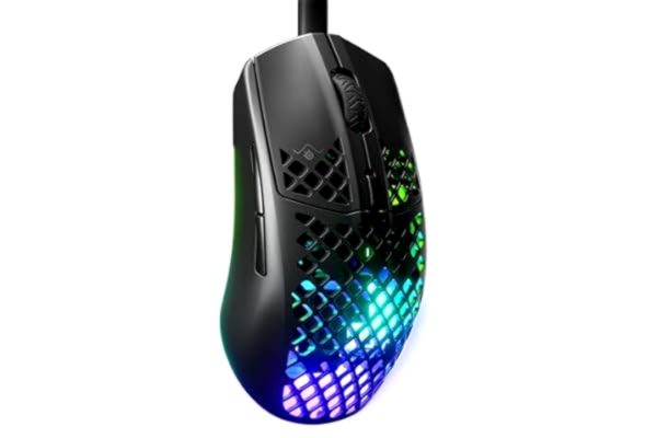 SteelSeries  Aerox 3 – Holey RGB spelmus – ultralätt vattentålig design – 8 500 DPI TrueMove Core optisk sensor – onyx