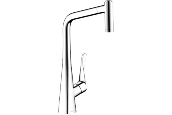 Hansgrohe hansgrohe Metris kitchen tap 320 mm high with pull out spray, swivel spout and 2 spray patterns, chrome 14820000