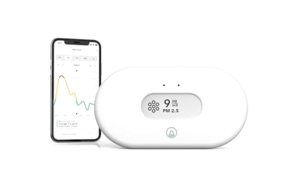 Airthings  View Pollution 2980 - Mätare för luftföroreningar (PM, luftfuktighet, temperatur) med wifi-anslutning, hubb-funktionalitet och Calm Tech-display