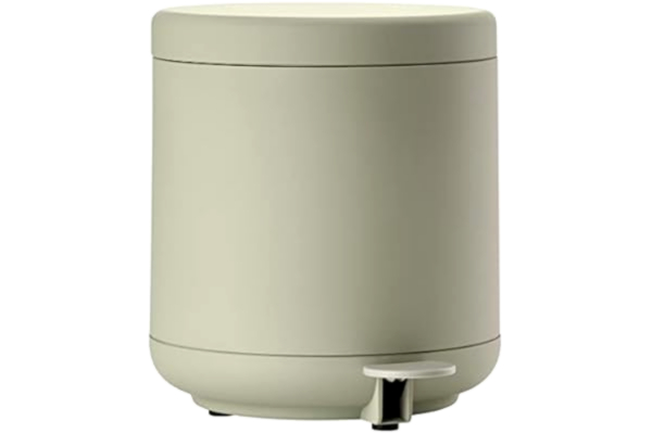 Zone Denmark  Ume avfallsbehållare för badrum, kosmetikbehållare, pedalbehållare med lock för badrum, med löstagbar innerbehållare och mjukstängning, diameter 19,5 cm, höjd 22 cm, 4 liter, eukalyptus