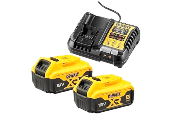 Dewalt DeWALT Akku-Set DCB1104P2-QW, 18V, 5Ah, 2x XR-Akku DCB184 inkl. Schnellladegerät för XR-Schiebe Akkus och Flexvolt Akkus