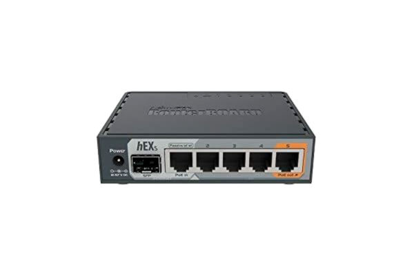 MikroTik  hEX S RB760iGS 5x Gigabit Ethernet SFP Dual Core 880MHz CPU 256MB RAM USB microSD RouterOS L4 IPsec hardware encryption support and The Dude server package - Router