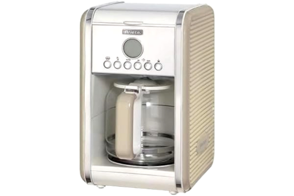 Ariete  1342, filterkaffebryggare, kaffebryggare i härdat glas, kapacitet upp till 12 koppar, 24-timmars programmerbar timer, automatisk avstängning, 2000 W, kräm