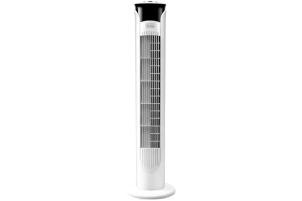 Black & Decker Black+Decker – BXEFT47E tyst oscillerande tornfläkt, 81 cm hög 3 hastigheter timer 2 timmar halkfri bas bärhandtag kraftfullt luftflöde vit