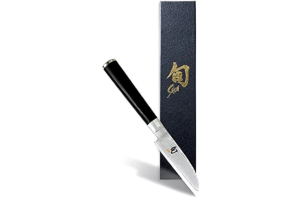 KAI  Shun Classic japansk grönsakskniv 9 cm bladlängd – damaskkniv 32 lager VG MAX kärna – 61 (±1) HRC – paketkavhandtag – Tillverkad i Japan – smidd universalkniv