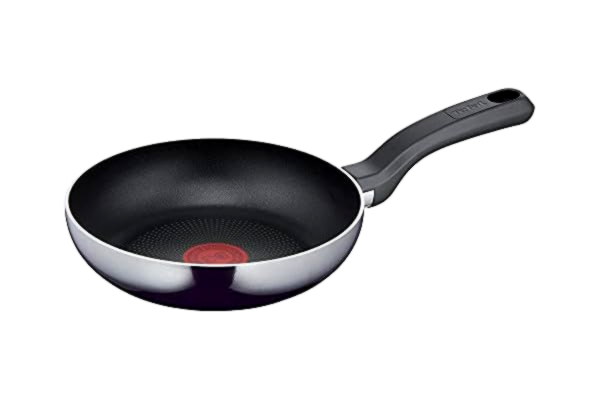 Tefal  D52602 Resist Poêle à frire 20 cm | Revêtement antiadhésif en titane sécurisé | Indicateur de température thermique | Nettoyage facile | Technologie Flame Protect | Noir