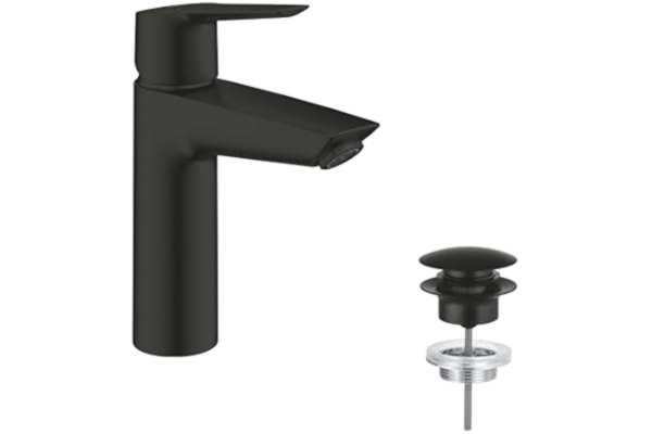 Grohe GROHE Start - Tvättställsblandare (vattenbesparande, M-storlek, inkl. installationsverktyg, flexibel anslutning); matt svart, 235752432, krom, 1 st