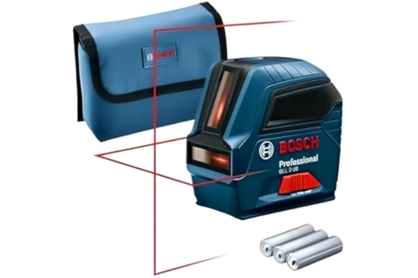 Bosch  Professional korslaser GLL 2-10 (röd laser, inomhus, arbetsområde: 10 m, 3x AA-batterier, skyddsväska)