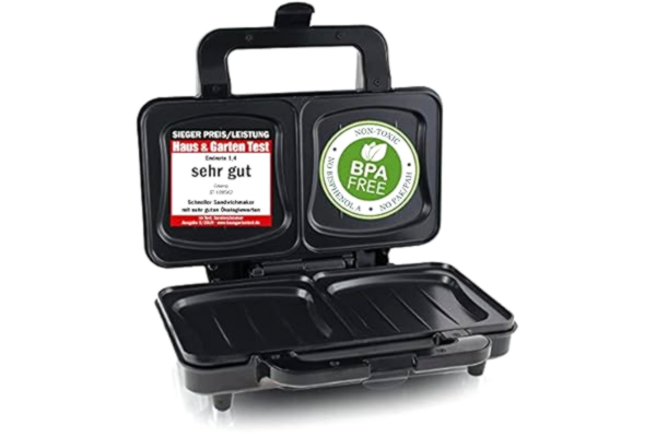 Emerio  XXL sandwich toaster suitable for all toast sizes, BPA free, large shell shape, easy to clean, cheese does not leak, price / performance winner house & garden test 03/2019, 900 watts